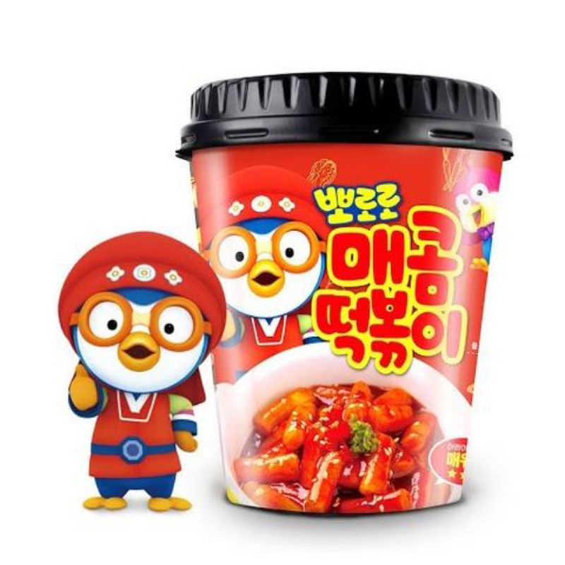 bánh gạo tokpokki pororo có 4 vị. vị phô mai. vị cay. vị tương đen. vị kem