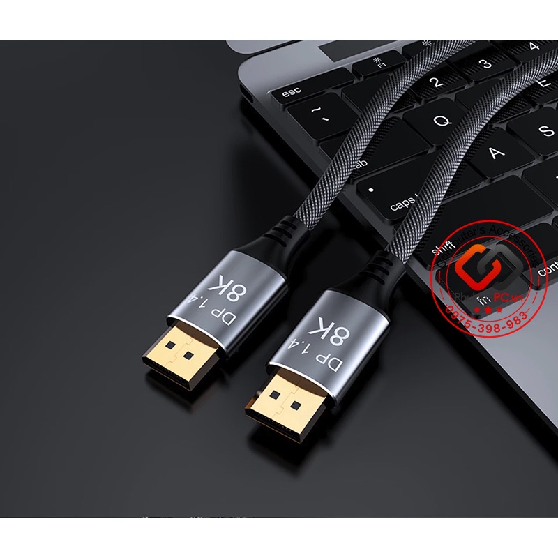 Cáp Displayport to Displayport 1.4 cho Card đồ hoạ VGA, Monitor, HDTV. Hình ảnh 8K 4K 2K dây dài 0.5m 1m 2m 3m 5m 7m 10m