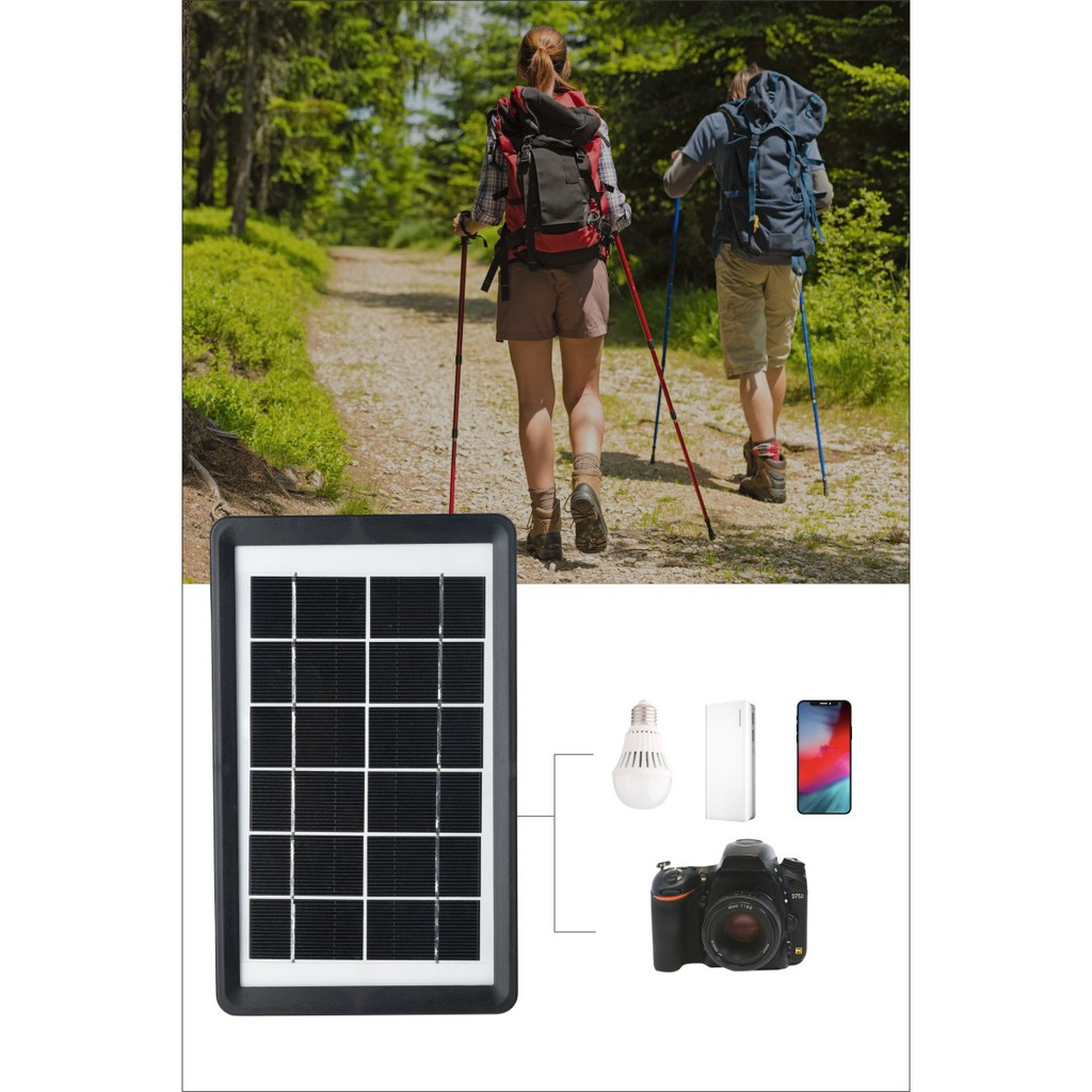 Tấm sạc pin điện thoại năng lượng mặt trời 6V 6W - 6V 10W dây dẫn USB dài 3 mét có bộ ổn định điện áp