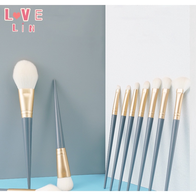 Set 10 Cọ Trang Điểm Phấn Nền Phấn Mắt Mềm Mại Thiết Kế Hình Cây Cầu Màu Xanh Dương
