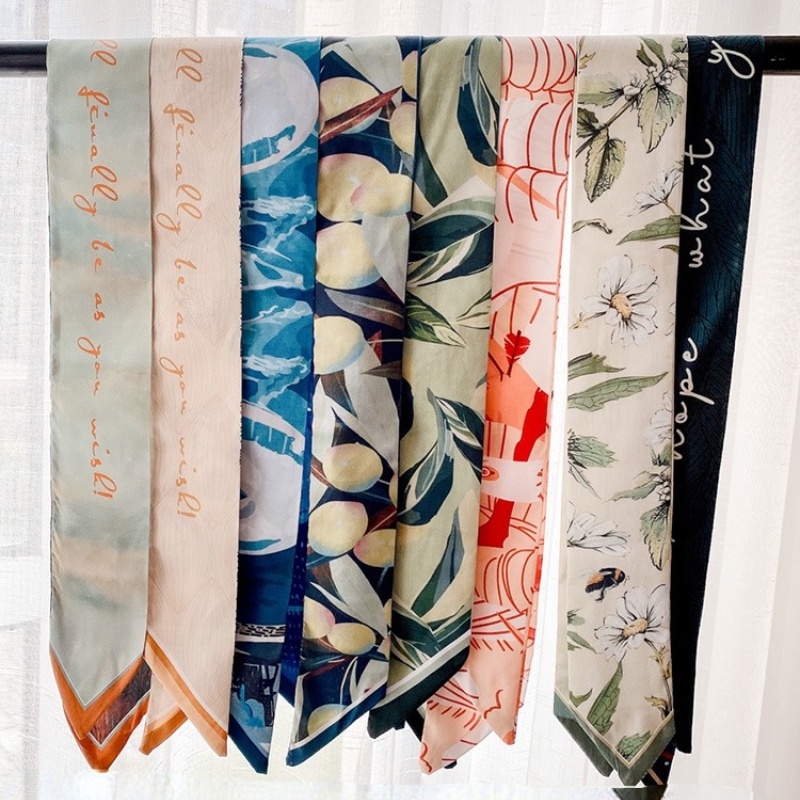 Khăn treo túi xách bằng vải lụa in họa tiết phong cách Hàn Quốc đáng yêu thời trang chất lượng cao