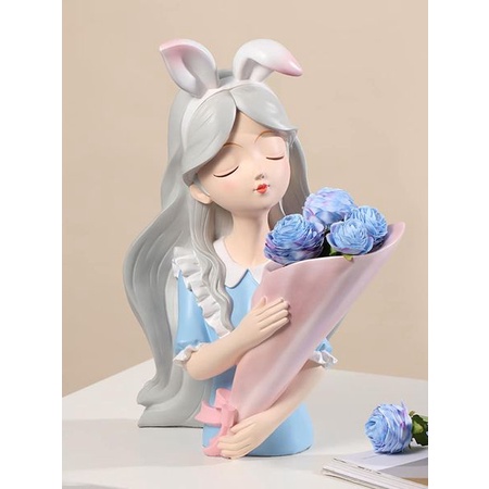 Lọ Hoa Tượng Cô Gái,Tượng Cô Gái Để Bàn, Trang Trí Decor Phong Cách Hiện Đại