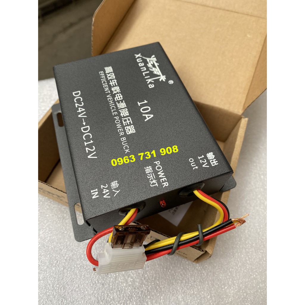 Bộ đổi nguồn điện 24V xuống 12V 10A dùng trên oto