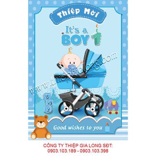 Combo 10 Thiệp mời thôi nôi có sẵn cho bé trai