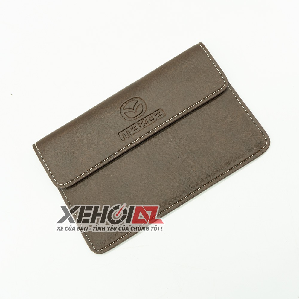 Ví da để giấy tờ, đăng kiểm trên xe ô tô - hàng đẹp- tặng kèm 1 móc khóa siêu chất - Logo MAZDA