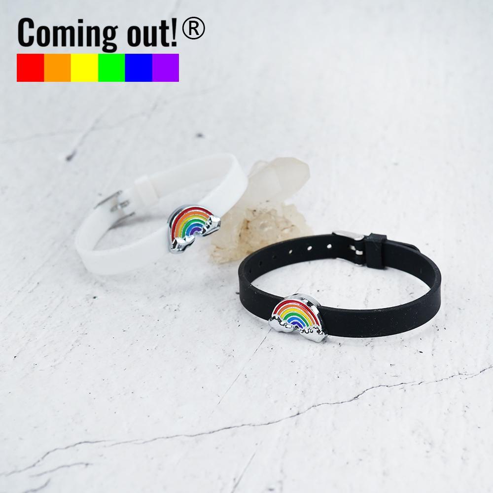 Ra ngoài!Vòng tay thể thao cầu vồng sáu màu trắng và đen√ √ √LGBT √