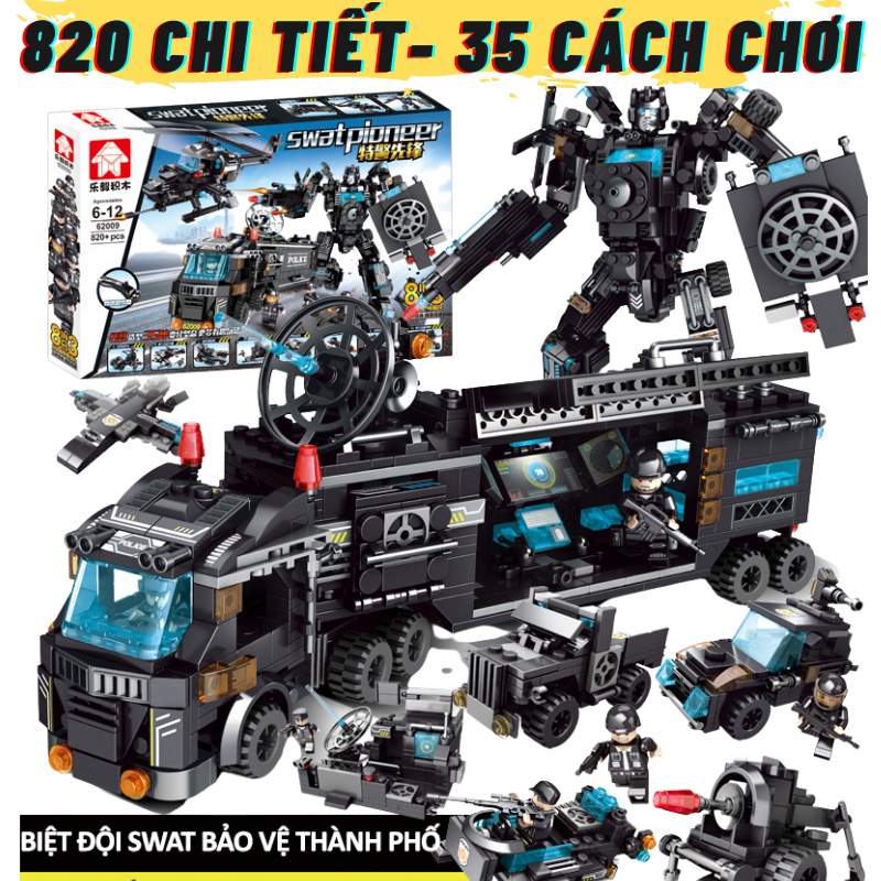 Đồ chơi lắp ráp biệt đội cảnh sát SWAT gồm Xe cảnh  sát , Robot robotech , Máy bay chiến đấu
