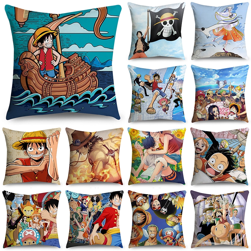 Vỏ Gối Kiểu Vuông Có In Hình Hoạt Hình One Piece Độc Đáo Chất Lượng Cao