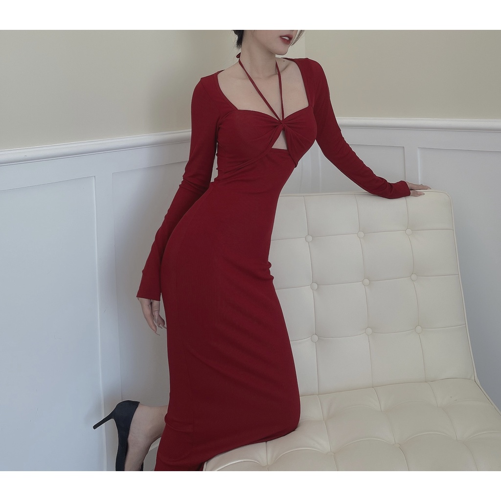 [BBSTORE'S] Đầm Body Cổ Yếm Hai Dây Tay Dài -D864 | BigBuy360 - bigbuy360.vn