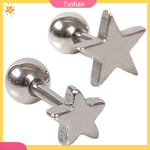 1 Cặp Bông Tai Hợp Kim Họa Tiết Ngôi Sao Năm Cánh Cho Nam Và Nữ