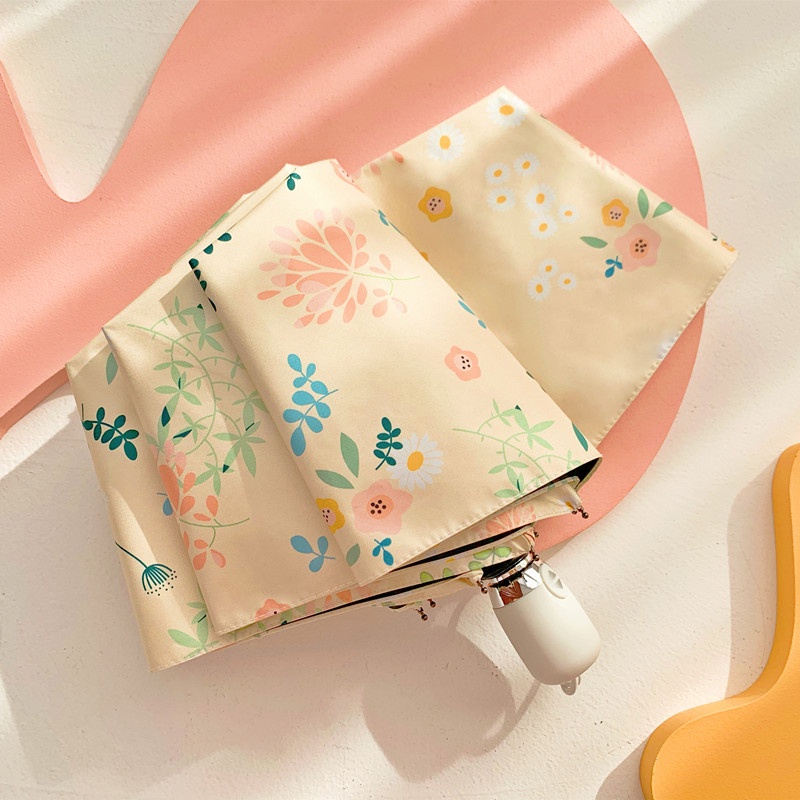 Dù Che Nắng Mini Tự Động Chất Liệu Vinyl Dễ Thương Tiện Dụng Cho Nữ