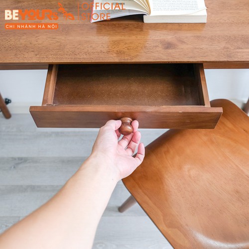 Bàn làm việc BEYOURs Dra Long Table gỗ cao su chắc chắn, thiết kế hiện đại (2 màu: gỗ, nâu)