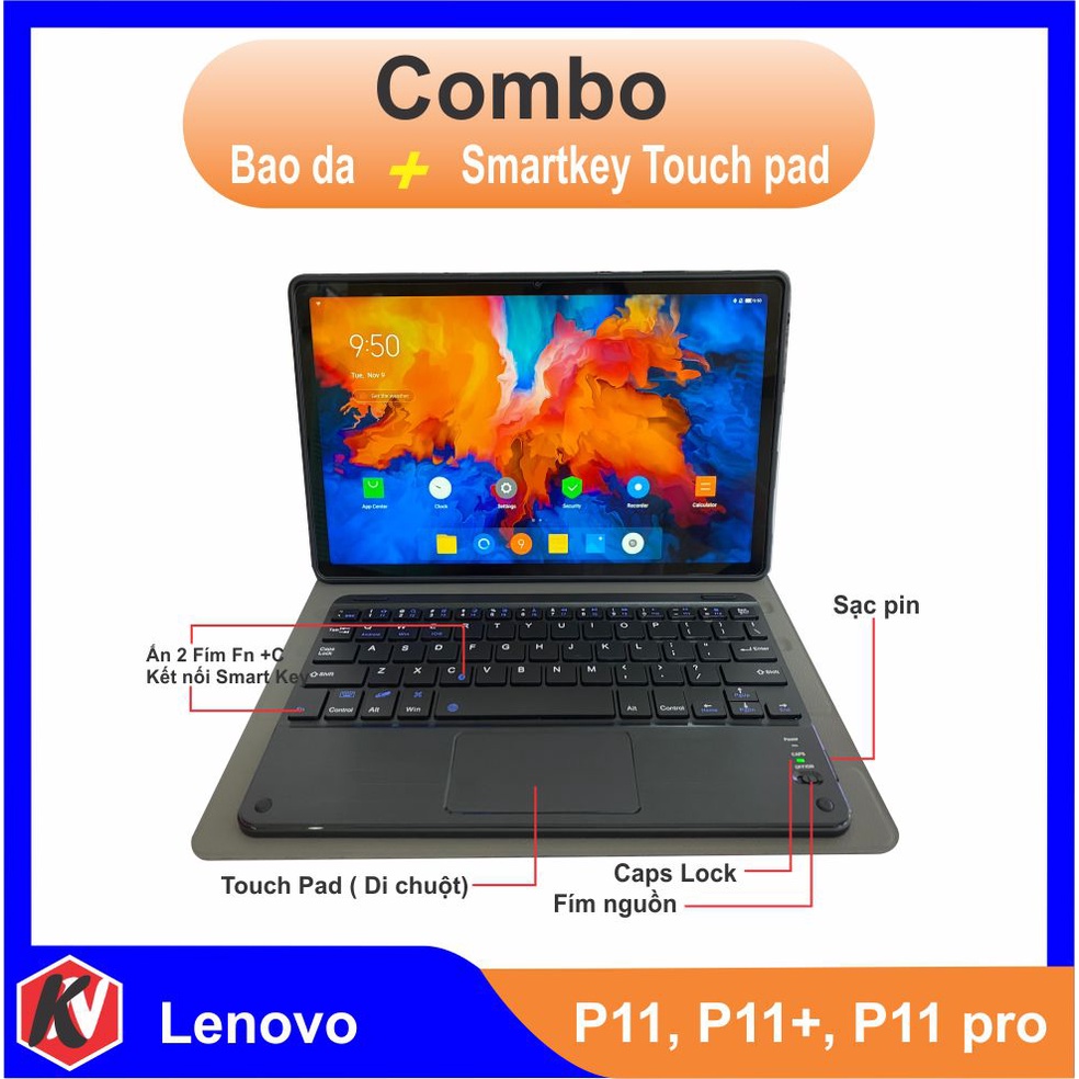 Bộ Smart key touch pad blutooch, cover, bao da cho máy tính bảng Lenovo Xiaoxin Pad P11 , P11 Plus- Nam Khanh