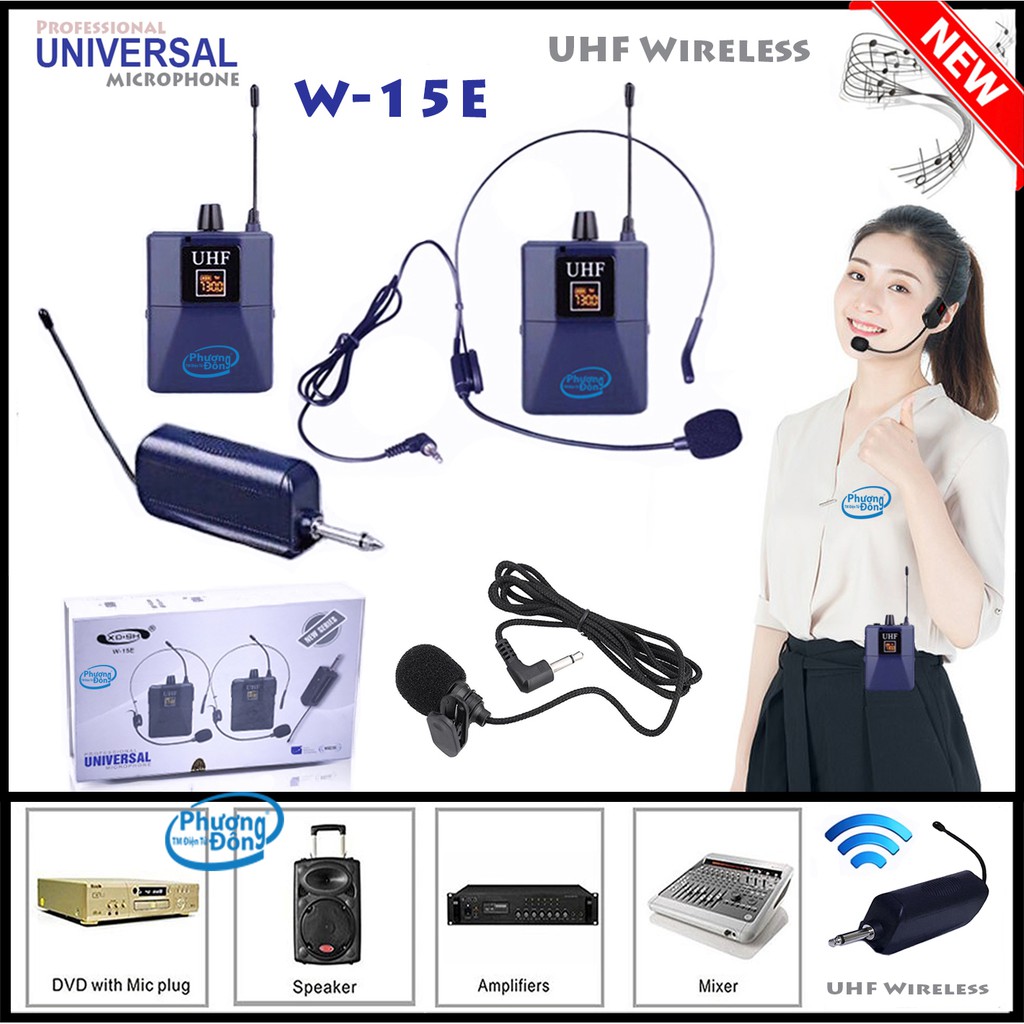 Micro không dây Đeo tai và Cài áo Universal JSJ W-15E UHF - Hàng chính hãng