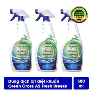 Xịt Diệt Khuẩn 💕 HÀNG CHÍNH HÃNG 💕Combo 3 chai Dung dịch xịt diệt khuẩn bề mặt GREEN CROSS A2 500ml/chai | Sanaga