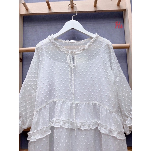 Sét áo voan đốm kèm lót trong HSU1