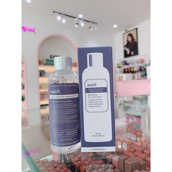 Nước hoa hồng không mùi dưỡng ẩm da và làm mềm da Klairs Supple Preparation Unscented 180ml