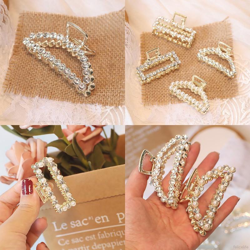 Kẹp tóc móng vuốt đính hạt giả ngọc trai phong cách Hàn Quốc