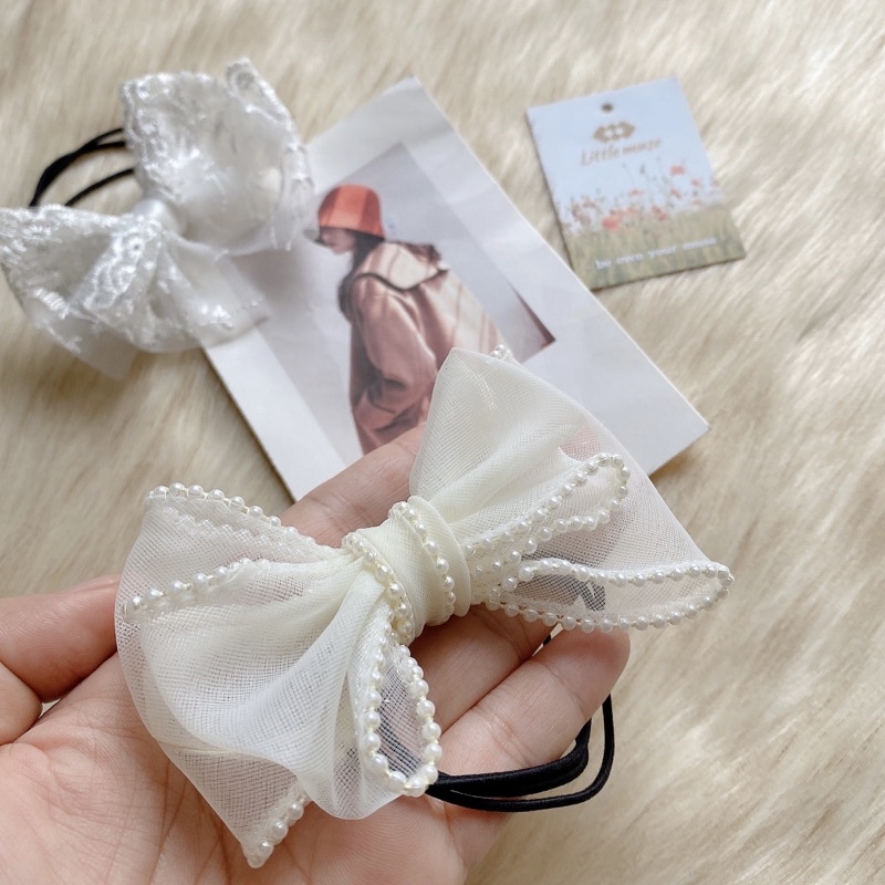 Cột Tóc Nơ Ren Handmade Little Muse Phong Cách Tiểu Thư Cho Bé Gái