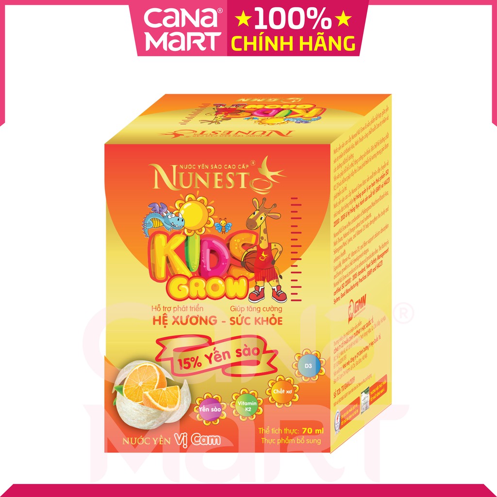 [MUA 3 TẶNG 1] Nước yến cho bé Nunest Kid Grow, tăng cường sức khỏe, hỗ trợ tiêu hóa