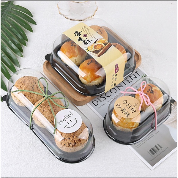 50 Hộp Nhựa Nắp Bầu 4 Bánh, Hộp Nhựa 4 ô Đựng Bánh Trung Thu, Bánh Trái Đào, Bánh Kim Sa (50 cái)