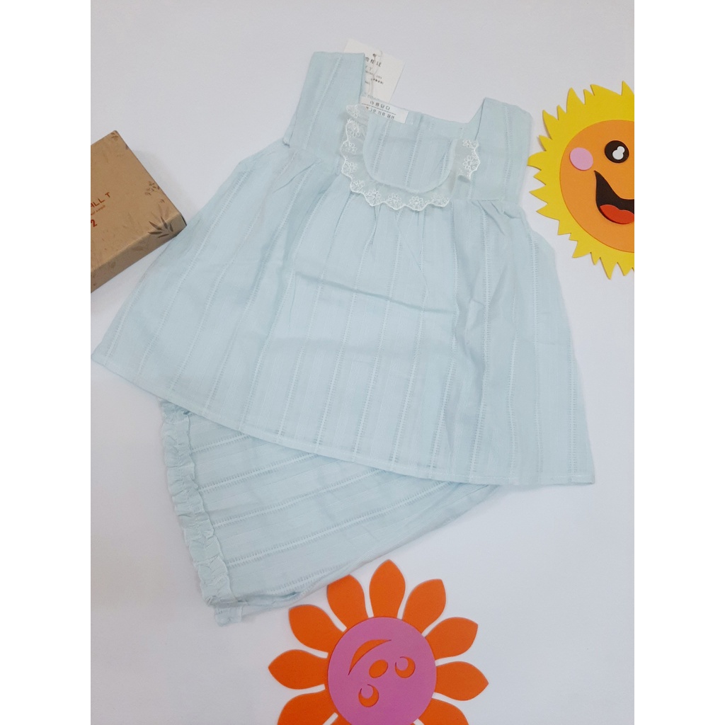 Bộ quần áo dáng chữ A phối ren trước ngực cho bé cực đáng yêu , chất liệu thoáng mát thấm hút mồ hôi tốt size từ 10-15kg