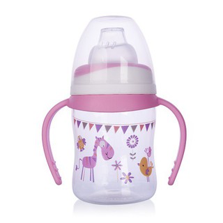 Bình uống nước núm hút mềm, 120ml  240ml ( màu hồng, màu xanh )