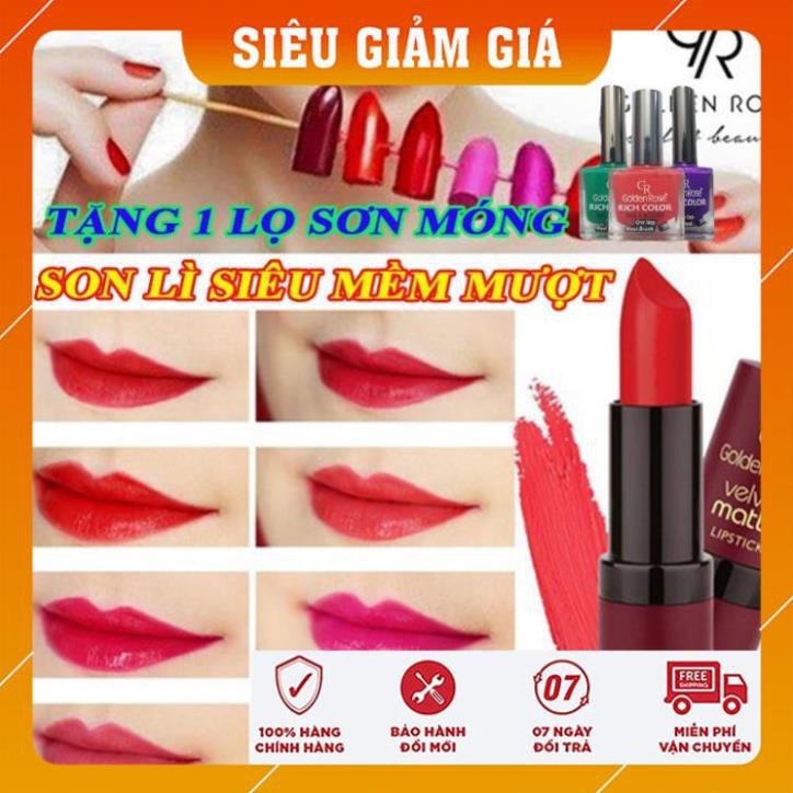 Son lì lâu trôi siêu mềm mịn, siêu đẹp, không lem/Son kem lì velvet matte golden rose
