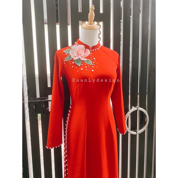 Set Hoa Voan đính áo dài cưới