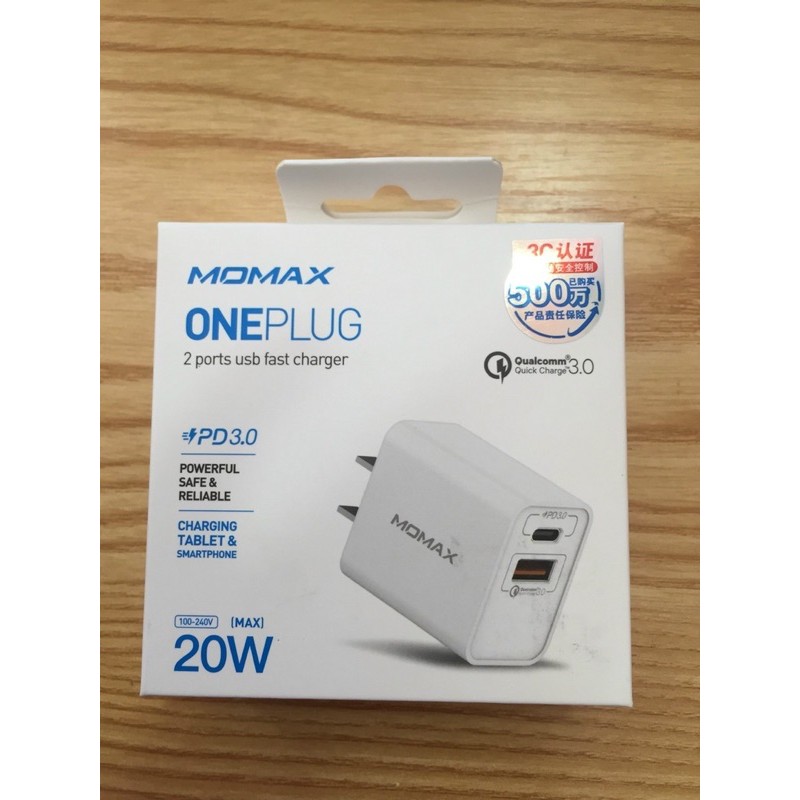 Củ sạc nhanh MOMAX USB Type-C PD + QC 3.0 20W Sạc Nhanh Cho điệnn thoại Iphone