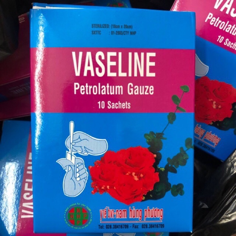 Gạc Vaseline giảm bỏng rát - Hộp 10 gói