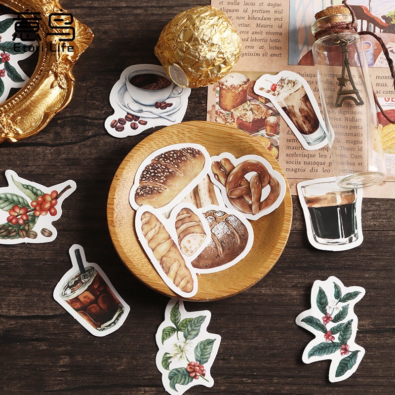 Hộp 46 sticker hình dán chủ đề cà phê coffee lover