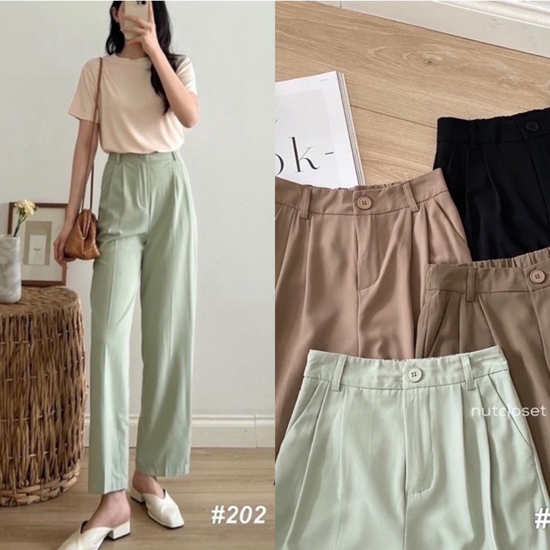 Quần ống suông basic Hàn Quốc