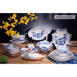 BỘ BÁT ĐĨA SEN CÀNH XANH