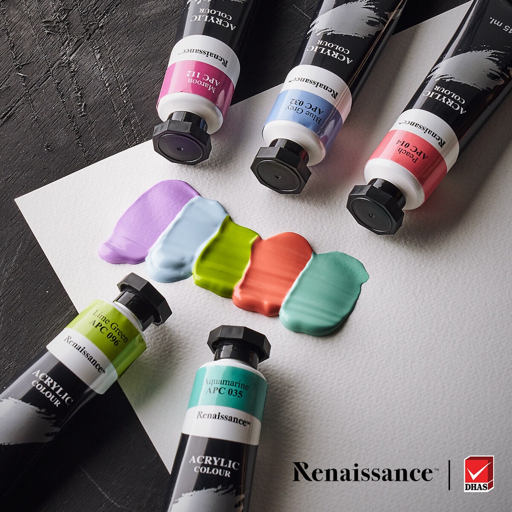 Màu nước acrylic dạng tuýp lớn 45ml Renaissance cao cấp vẽ được trên mọi chất liệu