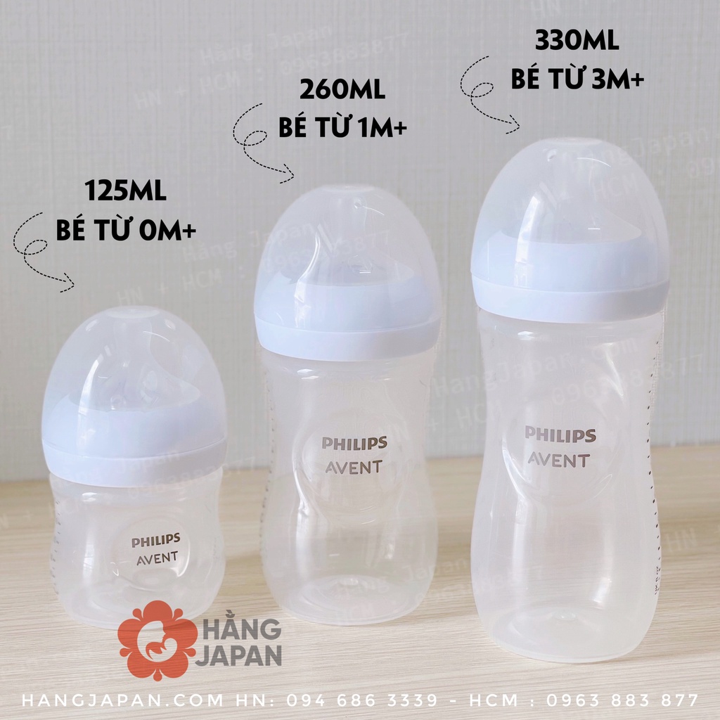 Bình sữa Philips Avent Natural cổ rộng 125ml, 260ml, 330ml mẫu mới 2022
