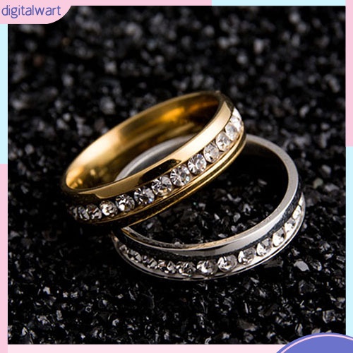 Nhẫn thép titan đính đá thời trang cho cặp đôi