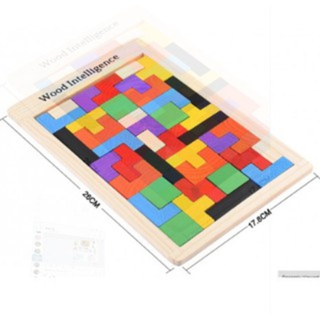 Đồ Chơi Gỗ Montessori - Bảng Xếp Hình Bằng Gỗ Tetris Cao Cấp