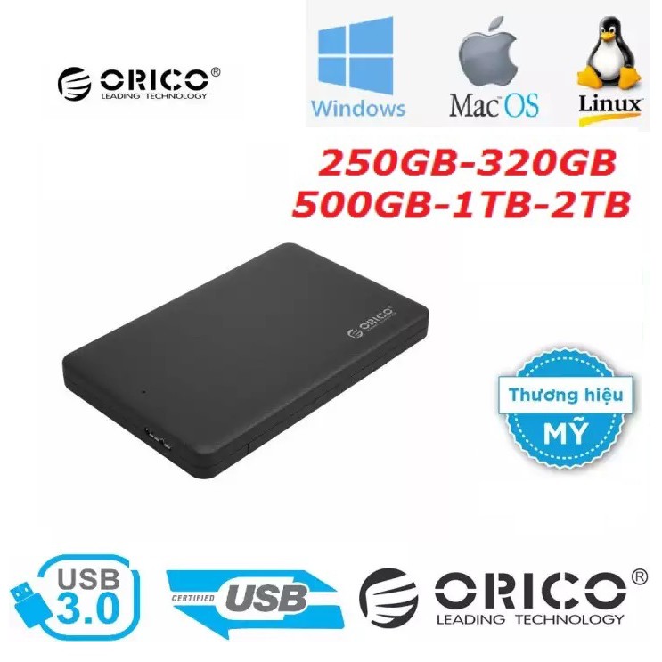 Ổ cứng di động ORICO 250GB/320GB/500GB/1TB/2TB – USB 3.0