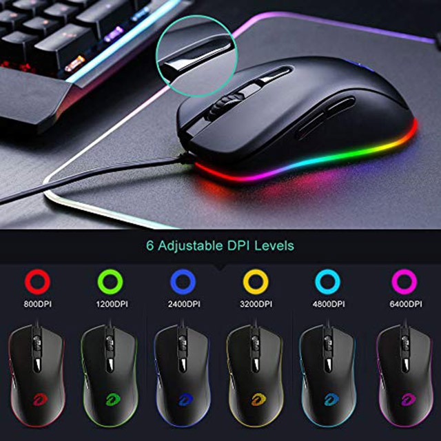 Chuột gaming Dareu EM908 ⚡Freeship⚡ chuột chơi game 6000 DPI, led RGB, bravo sensor - BiBiTechs