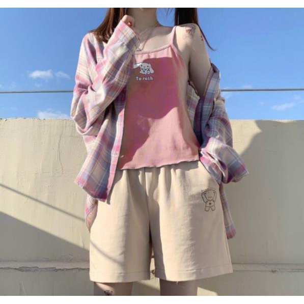 Jiashucheng Áo Hai Dây Dáng Ngắn Phong Cách Nhật Bản Dễ Thương Hợp Thời Trang Mùa Hè