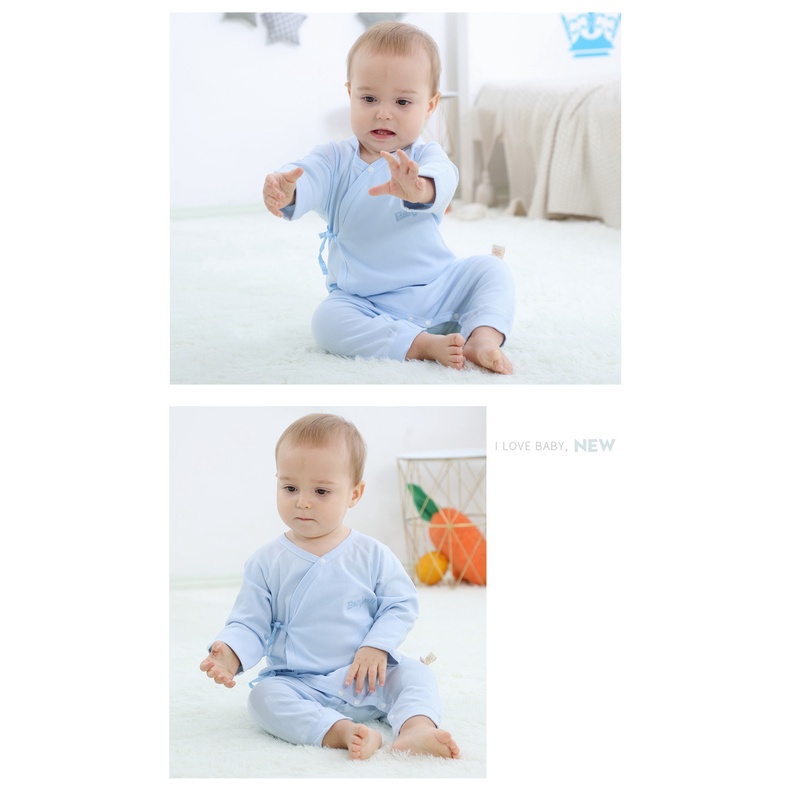 Bộ Áo Liền Quần Tay Dài 100% Cotton Cho Bé Sơ Sinh Từ 0-9 Tháng Tuổi