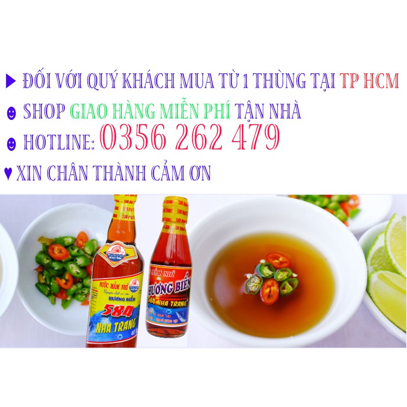 Thùng 6 chai Nước mắm Nhạt muối 40 Độ Đạm - 584 Nha Trang, Nước mắm cho người ăn kiêng, Chai PET 500ml, Date mới nhất