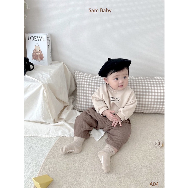 Áo nỉ bánh mì cho bế trai bé gái từ 6,6-14,5kg - Sam Baby - A04