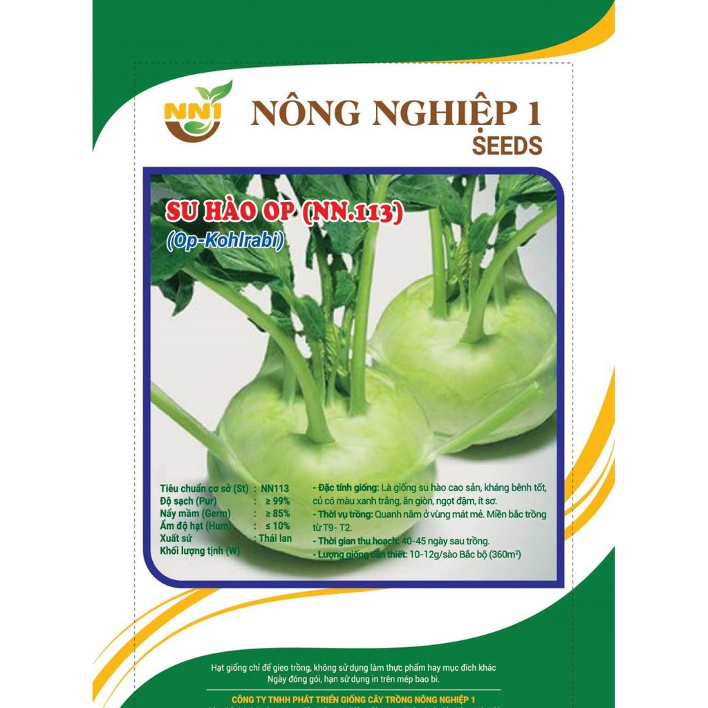 Hạt giống rau Su hào OP Thái Lan gói 5gr