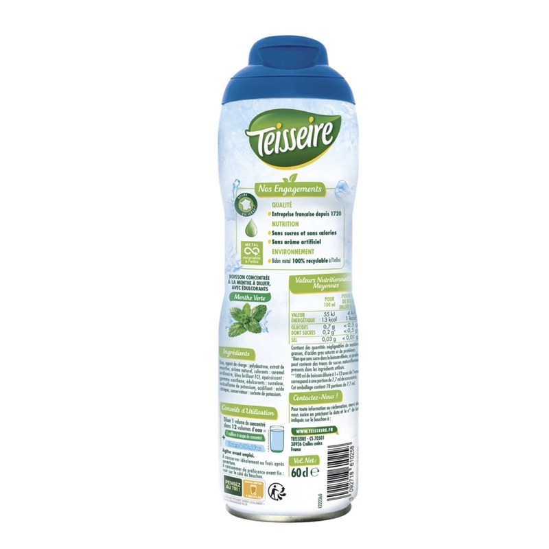 Sirup KHÔNG đường Teisseire chai bự 600ml