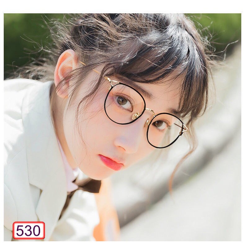 Mắt Kính Gọng Cân Form Tròn 530 Chân Kim Vàng Phong Cách Ulzzang Hot Trend - Hazo