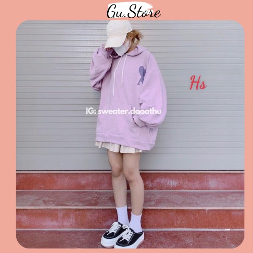 Áo hoodie in trái tim, Áo nỉ hoodie tay bồng dài Gu Store