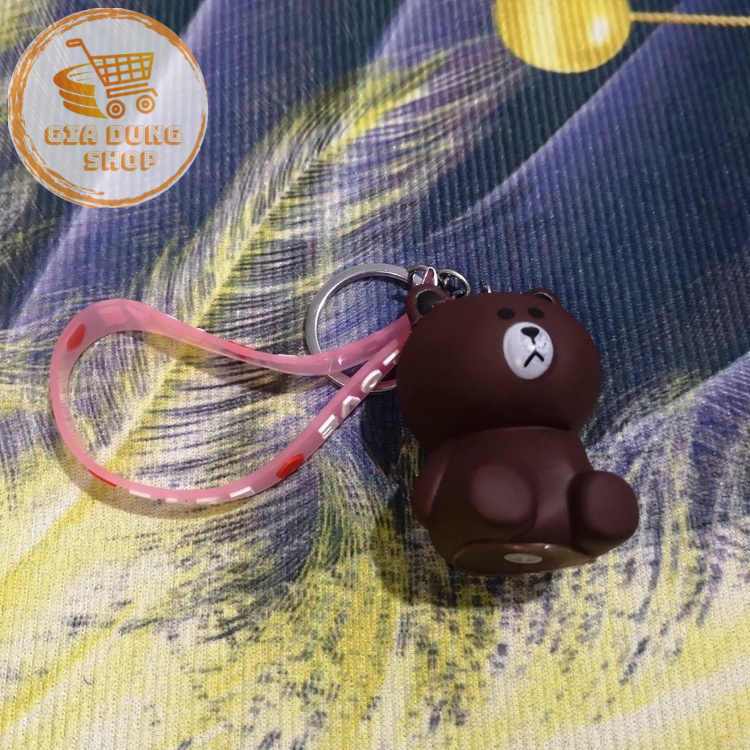 Móc Khoá Hình GẤU BROWN - GẤU NÂU Bóp Kêu