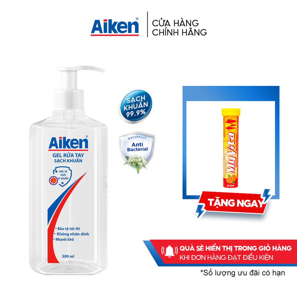 Aiken Gel rửa tay Sạch khuẩn 500ml Dạng vòi